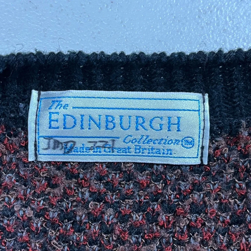 Vintage The Edinburgh Collection Cardigan Women Large Wool Floral Great‎ Britain